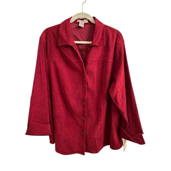 Notations Women’s Microsuede Brick Red Long Sleeve Button Up Jacket 1X Career - Picture 1 of 3